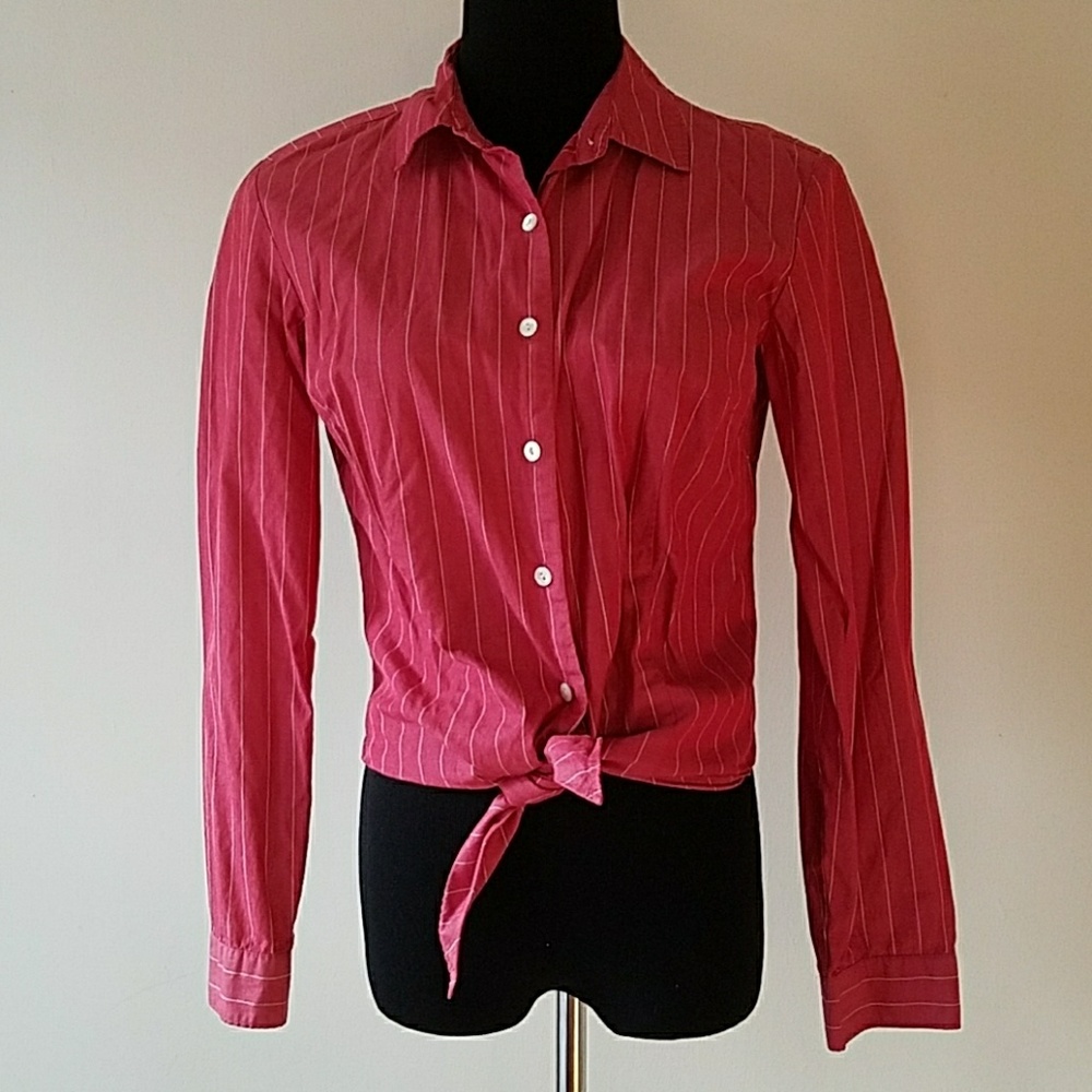 Cropped Ann Taylor tie front cropped button down